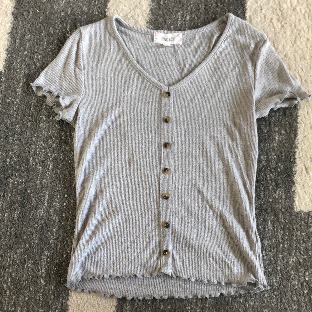 Pink Rose Grey Crop Top -Size S